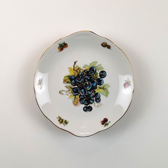 Czech Bohemian China Grapes Vintage Serving Plate - Picture 5 of 9